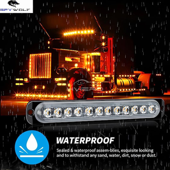 Spywolf First-Class Led Strobe Φανάρι Όγκου Κόκκινο-Μπλε 12led 12/24v 6000lm 4 Τεμάχια Tc-332