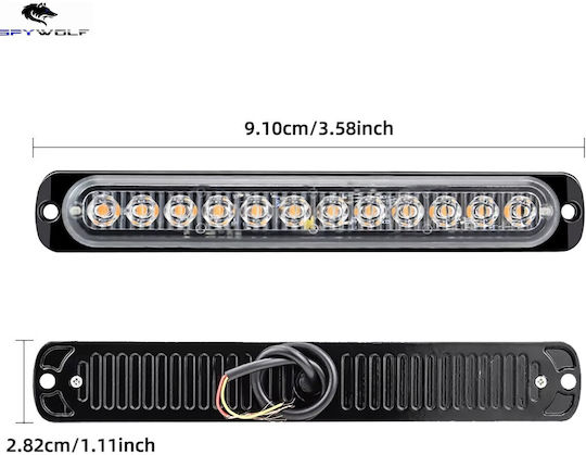 Spywolf First-class Led Strobe Φaro Όγκου Κίτρινο 12led 12/24v 6000lm 8 Τεμάχια Tc-328