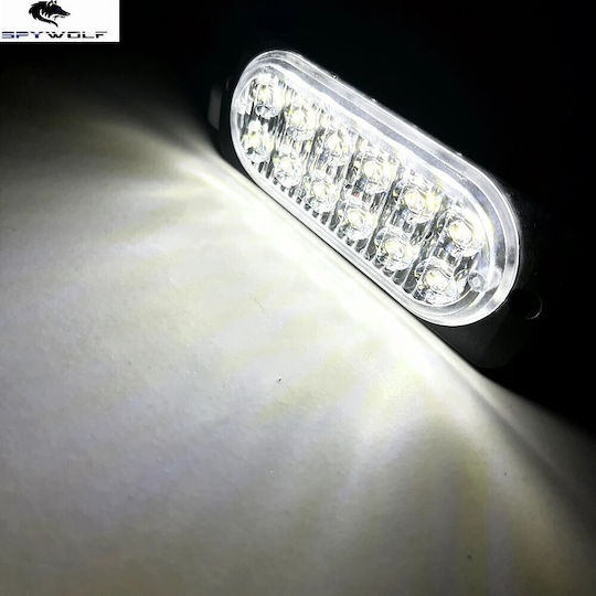 First-Class Led Strobe Volume Light White 12led 12/24v 6000lm 4 Pieces Tc-355