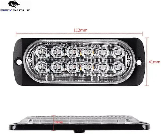 First-class Led Strobe Φαναράκι Όγκου Κόκκινο 12led 12/24v 6000lm 4 Τεμάχια Tc-349