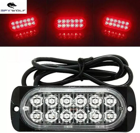 First-class Led Strobe Φαναράκι Όγκου Κόκκινο 12led 12/24v 6000lm 4 Τεμάχια Tc-349