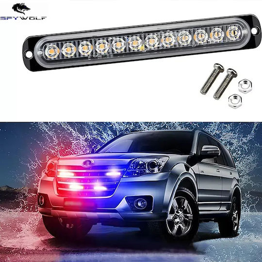 Spywolf First-Class Led Strobe Volume Light Red-Blue 12led 12/24v 6000lm 8 Pieces Tc-334