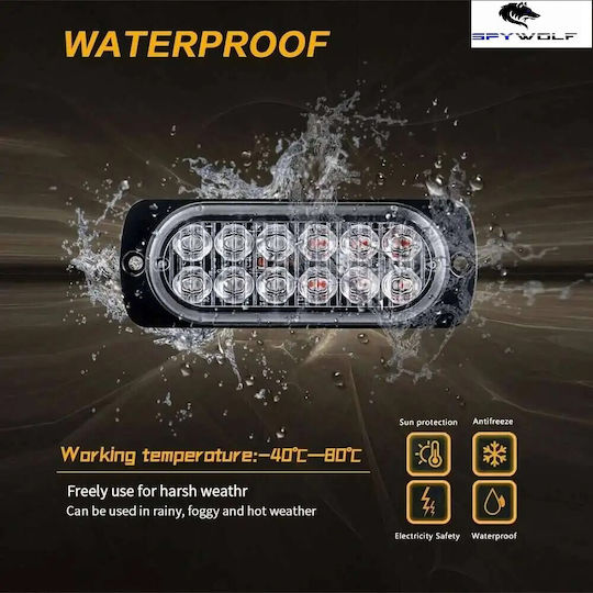 First-Class Led Strobe Volume Light Blue 12led 12/24v 6000lm 8 Pieces Tc-345
