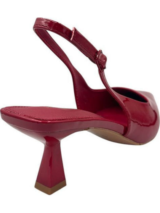 Pumps aus Lackleder mit Riemen & Mittleres Absatzhöhe Rote