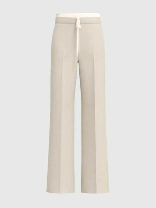 Women's High Waist Fabric Trousers in Regular Fit Light Gray
