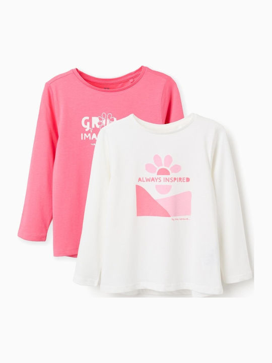 Set Kids Tops Ecru Fuchsia