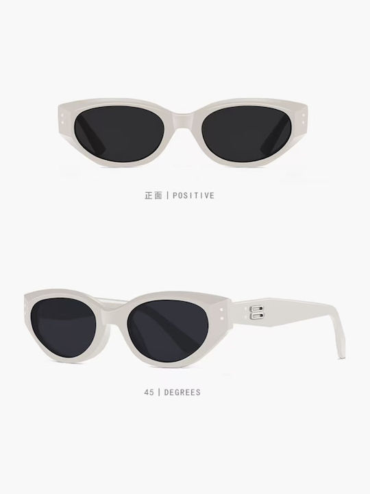 King Unisex Sunglasses with White Frame and Black Polarized Lens SUNKI345-SN041