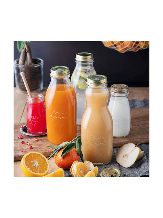 Bormioli Rocco Quattro Sticlă de Apă din Sticlă cu Capac cu Șurub Transparent 1000ml
