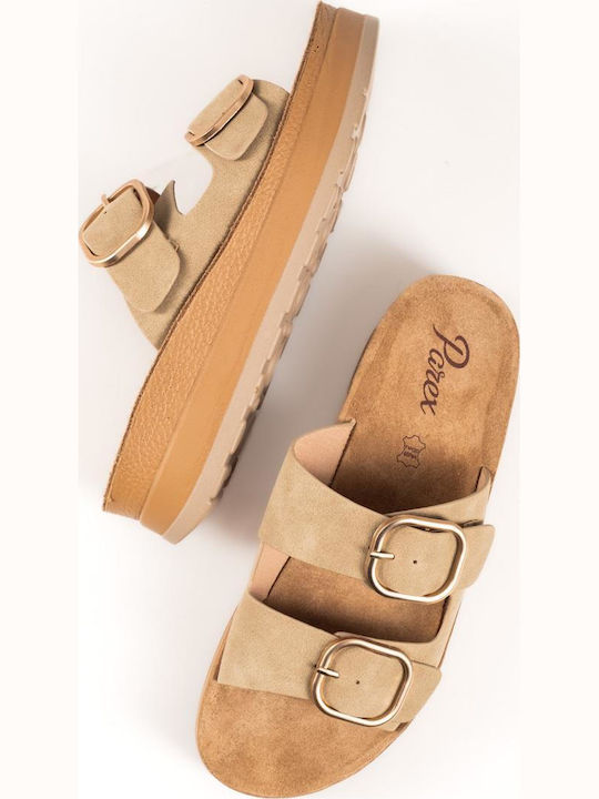 Γυναικεία Ανατομικά Σανδάλια Flatforms Μπεζ