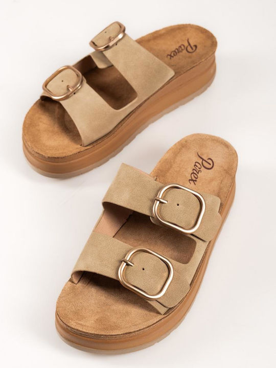 Γυναικεία Ανατομικά Σανδάλια Flatforms Μπεζ