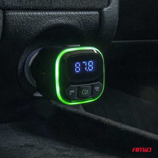 AMiO Car FM Transmitter with MicroSD Type-C USB Bluetooth