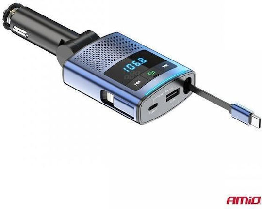 AMiO Transmițător FM Auto cu Type-C / USB / Bluetooth