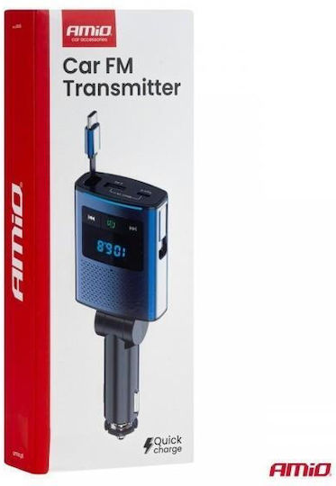 AMiO Transmițător FM Auto cu Type-C / USB / Bluetooth