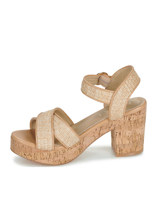 Damen Sandalen Beige RLP486 Raffia