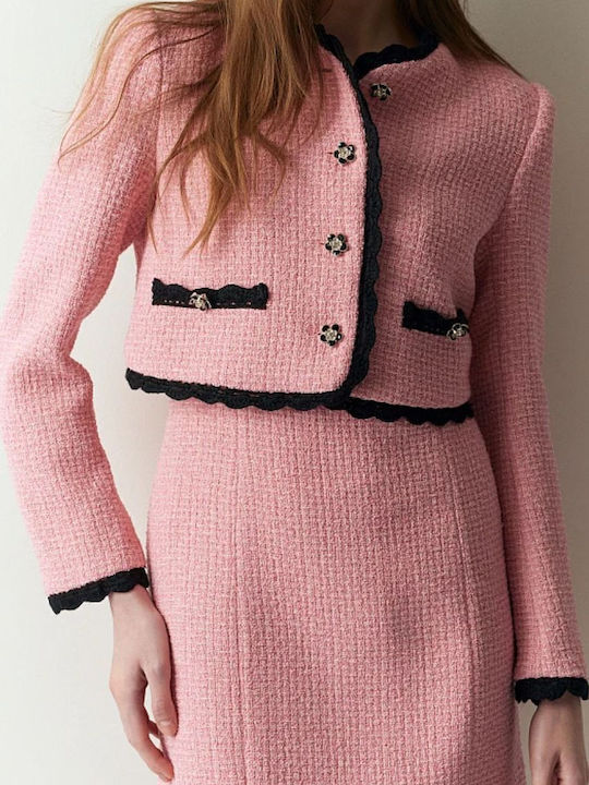 BSB Sacou Scurt Dama Tweed Roz