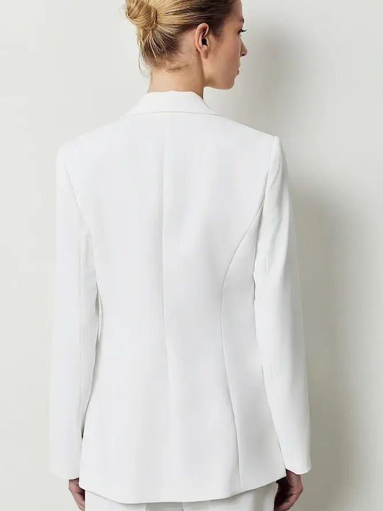 BSB Damen Krepp Blazer Weiß