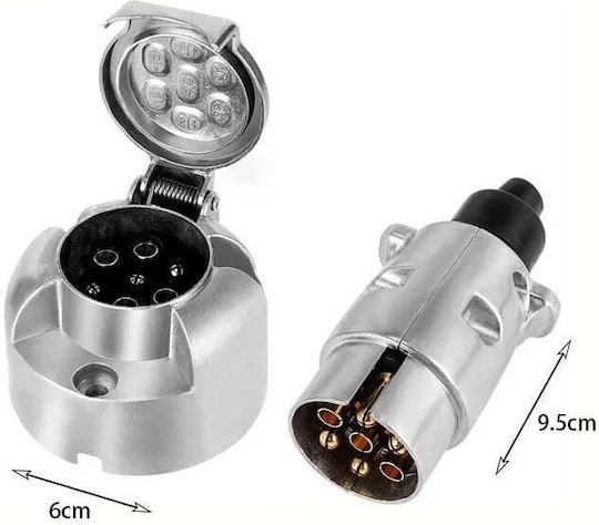 Stecker Trailer Steckdose Rümoelkuemmen Metallisches Abdeckung 7 Pol 12v 7-Wege Plug Steckdose