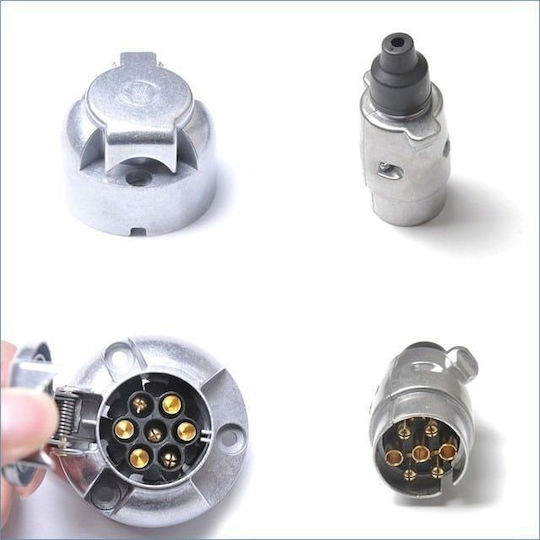 Stecker Trailer Steckdose Rümoelkuemmen Metallisches Abdeckung 7 Pol 12v 7-Wege Plug Steckdose