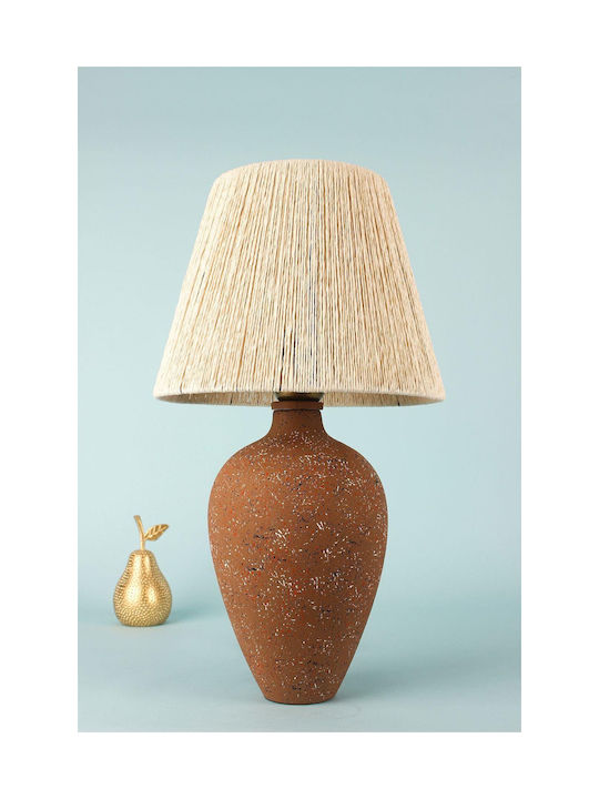 Decorative Ceramic Table Lamp Cream Brown Handmade 25x45cm