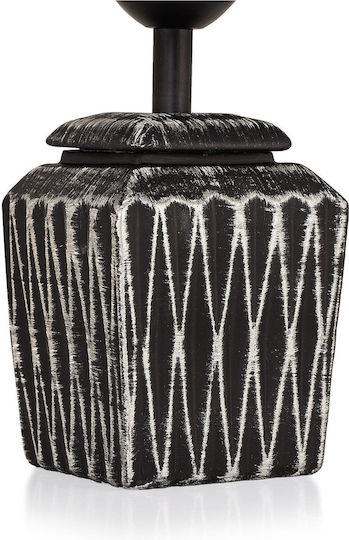 Dekoratives Keramik Tischlampe Schwarz Silber Design 22x39cm