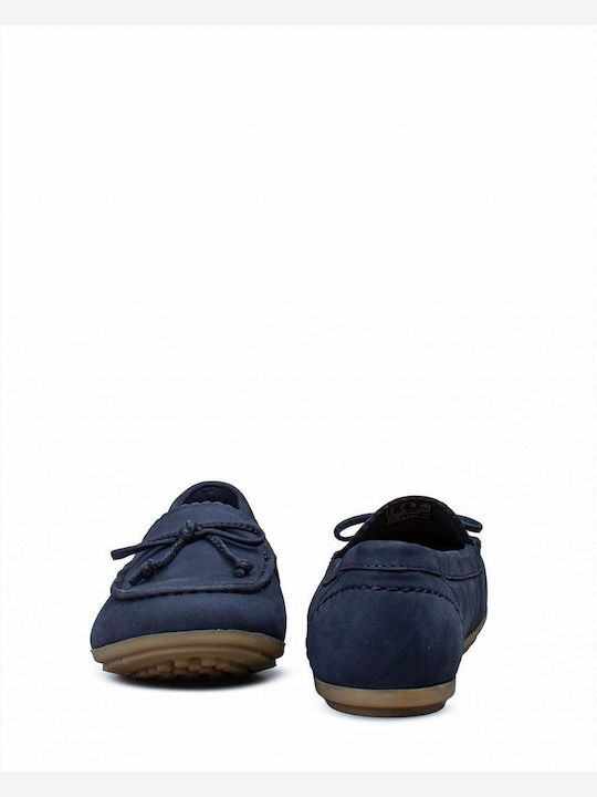 Leather Women's Loafers in Blue Colour