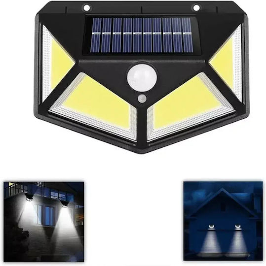 Set of 4 Wall Mounted Solar Lights Cold White 6500K with Motion Sensor and Photocell IP65