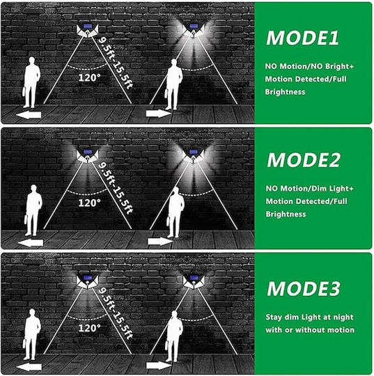 Set of 4 Wall Mounted Solar Lights Cold White 6500K with Motion Sensor and Photocell IP65