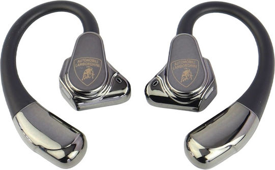 Lamborghini D1 Open Ear Bluetooth Handsfree Ακουστικά με Αντοχή στον Ιδρώτα και Θήκη Φόρτισης Μαύρα