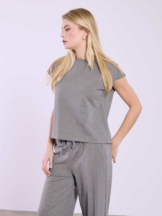 Celestino Satz T-Shirt Damenhose Loose Fit Grau