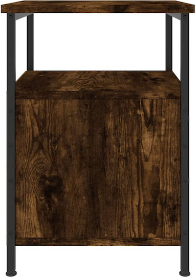 Wooden Bedside Table With Metal Legs Brown 34x35.5x50cm