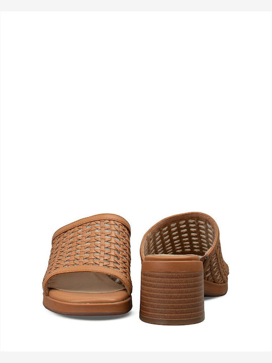 Tan Mules with Heel in Brown Colour