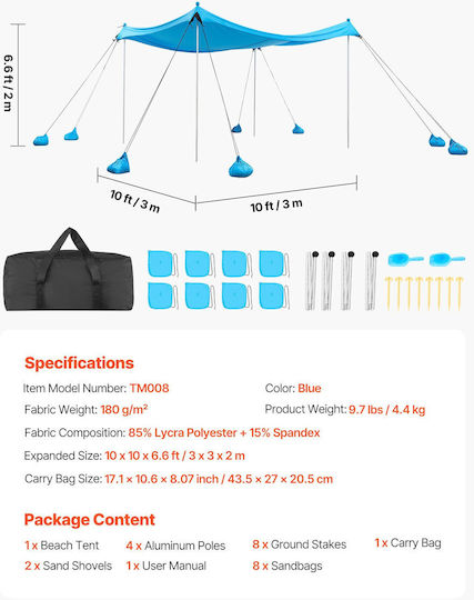 Vevor Beach Tent for 7 People Blue