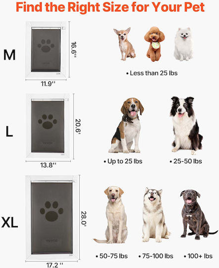 Vevor Dog And Cat Door Made Of Metal In White Colour