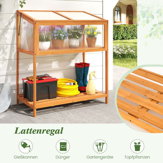 Costway GT4595OR Θερμοκήπιο με Ξύλινο Σκελετό 0.9x0.5x15m