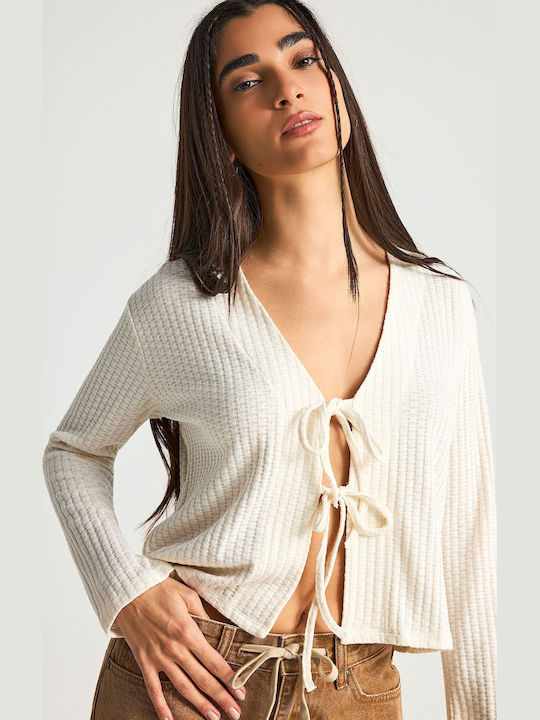 Women's Knitted Cardigan in White Colour