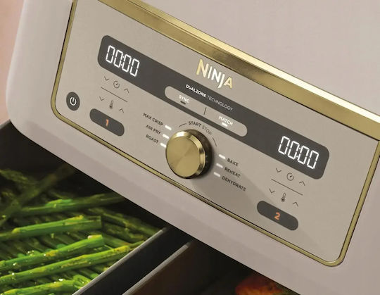 Ninja Heißluftfritteuse mit Wi-Fi & Doppelter Abnehmbarer Behälter 9,5 l Gold