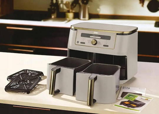 Ninja Heißluftfritteuse mit Wi-Fi & Doppelter Abnehmbarer Behälter 9,5 l Gold