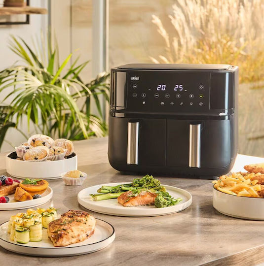 Braun Braun Heißluftfritteusen mit Doppeltem Abnehmbaren Behälter 8lt Schwarz 2094458