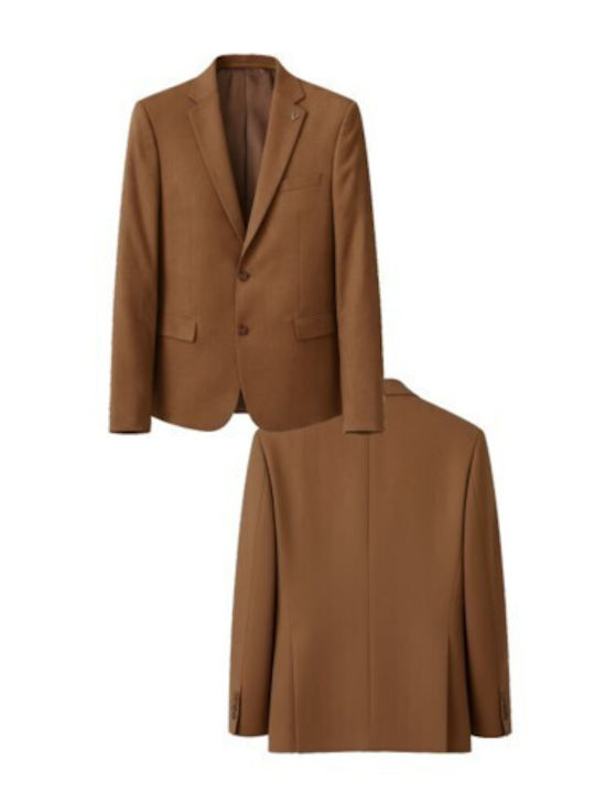 Costum Barbatesc Cu Croială Slim Tabac