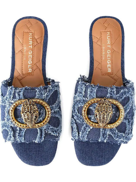 Damen Flache Sandalen Blau