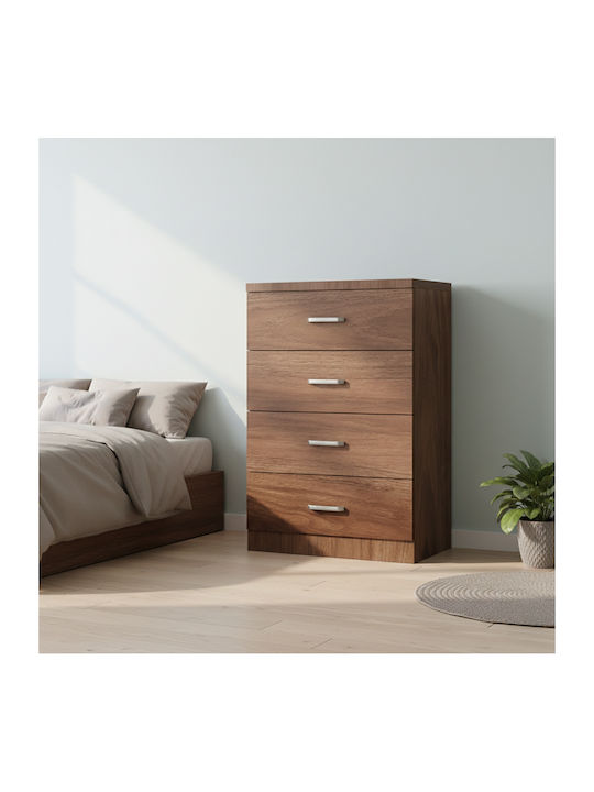 Wooden Bedroom Chest of Drawers Killian with 4 Drawers Walnut 80x40x80cm