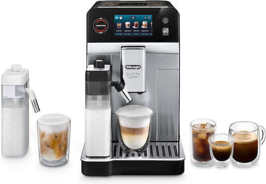 De'Longhi Eletta Αυτόματη Μηχανή Espresso 1450W Πίεσης 19bar για Cappuccino με Μύλο Άλεσης Γκρι 2106079