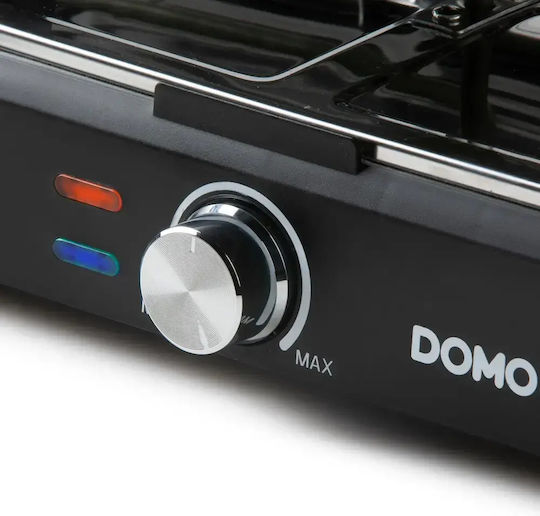 Domo Grătar Electric De Masă Raclette Cu Placă Canelată 1400W Cu Termostat Reglabil 25x49,5cm