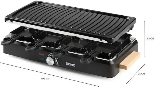 Domo Grătar Electric De Masă Raclette Cu Placă Canelată 1400W Cu Termostat Reglabil 25x49,5cm