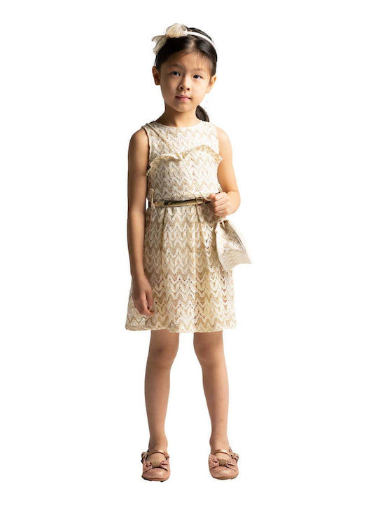 Mädchenkleid Beige-Gold