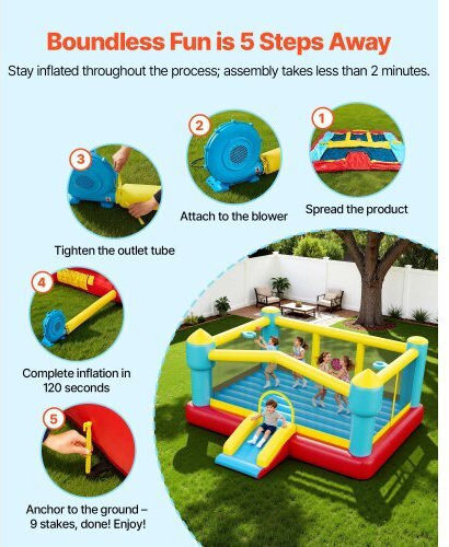 Vevor Aufblasbares Fun Castle Schloss mit Trampolin & Rutsche für 3-8 Jahre