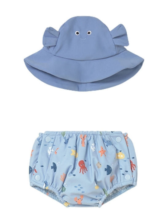 Mayoral Costum de baie pentru copii Set cu pălărie Blue