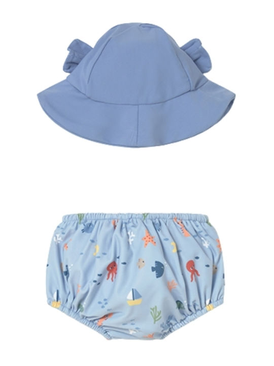 Mayoral Costum de baie pentru copii Set cu pălărie Blue