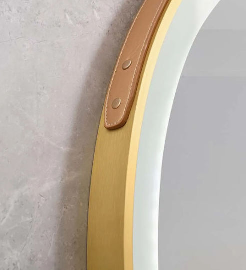 Bathroom Mirror Led Touch Gold Mirrorlux Selene S-4676g Round Frame Diameter 600mm Gold