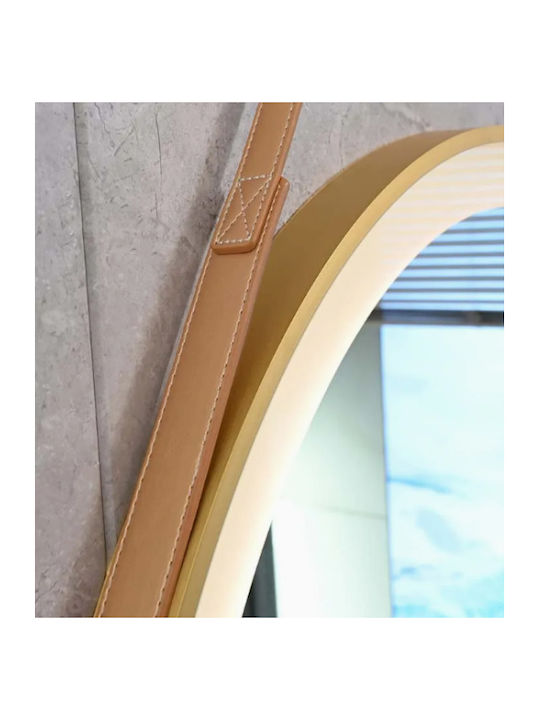 Καθρεφτης Μπανιου Ιμαντα Led Αφης Mirrorlux Selene S-4676g Στρογγυλος Φ-800mm Χρυσος